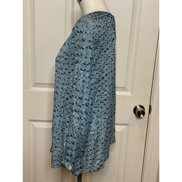 Joie Blue Speckled Silk Tie-Neck Top, Size S - Picture 4 of 9